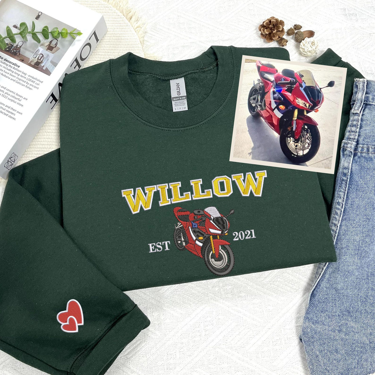 Bestickter Auto-Kapuzenpullover, Autofoto bestickt, Benutzerdefinierter Autonamen-Kapuzenpullover, Oldtimer bestickt, Jubiläumsgeschenke für Autoliebhaber