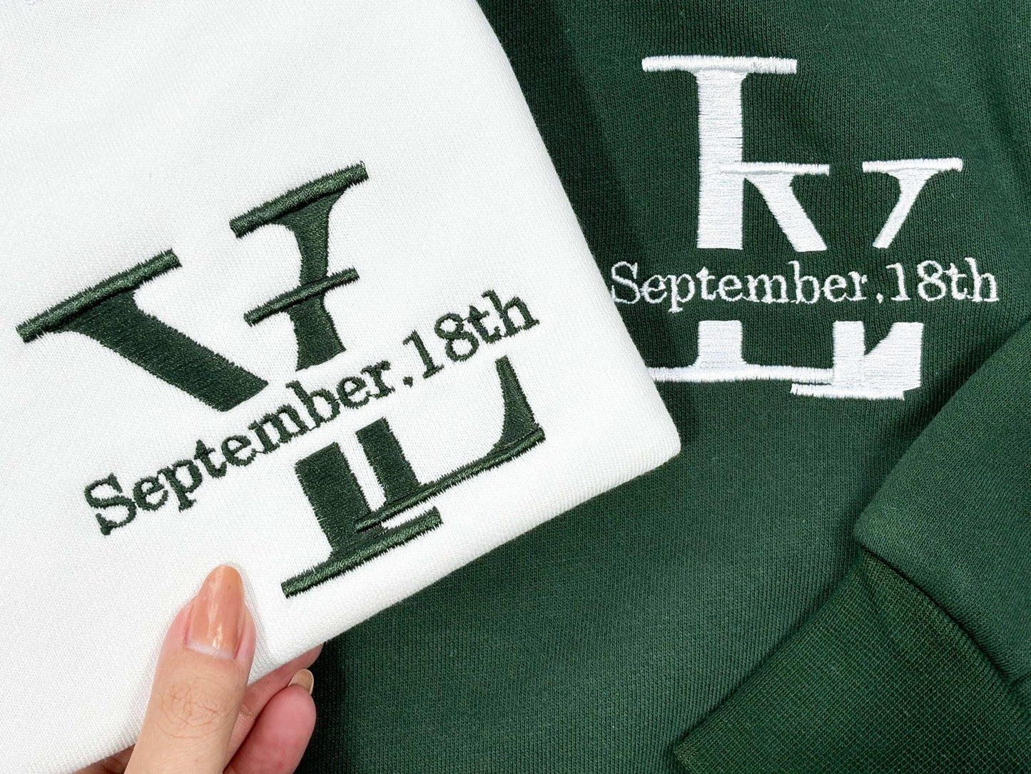 Benutzerdefinierte Stickerei Paar Initialen mit Datum Swetshirt, Stickerei Crewneck, personalisierte Stickerei Sweatshirt, personalisierte Geschenk