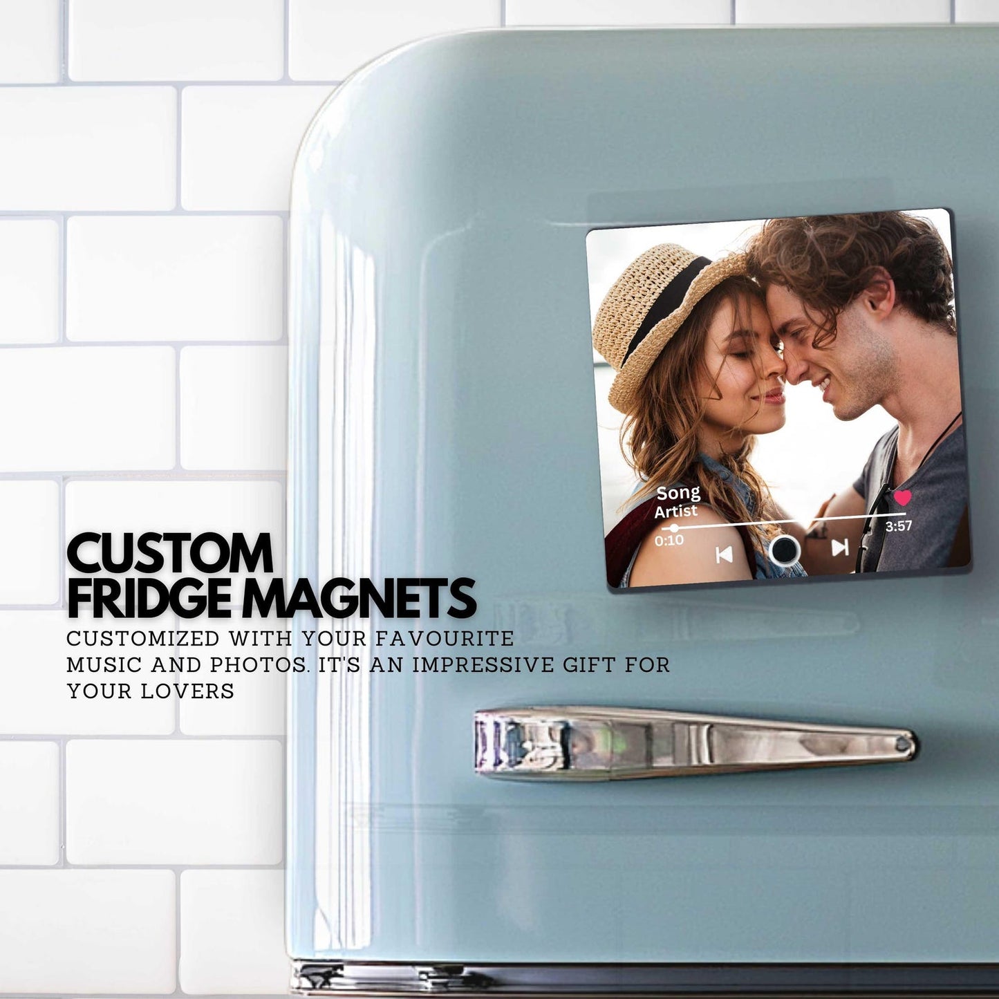 Personalisierte Musik-Foto-Kühlschrankmagnete mit integriertem Musik-Player, individueller Foto-Kühlschrankmagnet, Geschenk für Weihnachten, Valentinstag