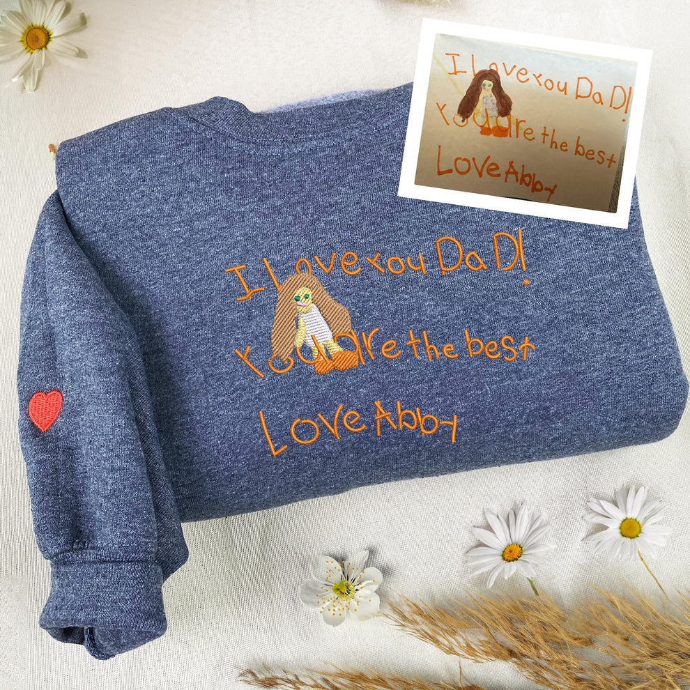 Besticktes Kinder-Sweatshirt mit Zeichnung - Personalisierte Geschenke für Mama und Papa, Umriss-Portrait-Shirt