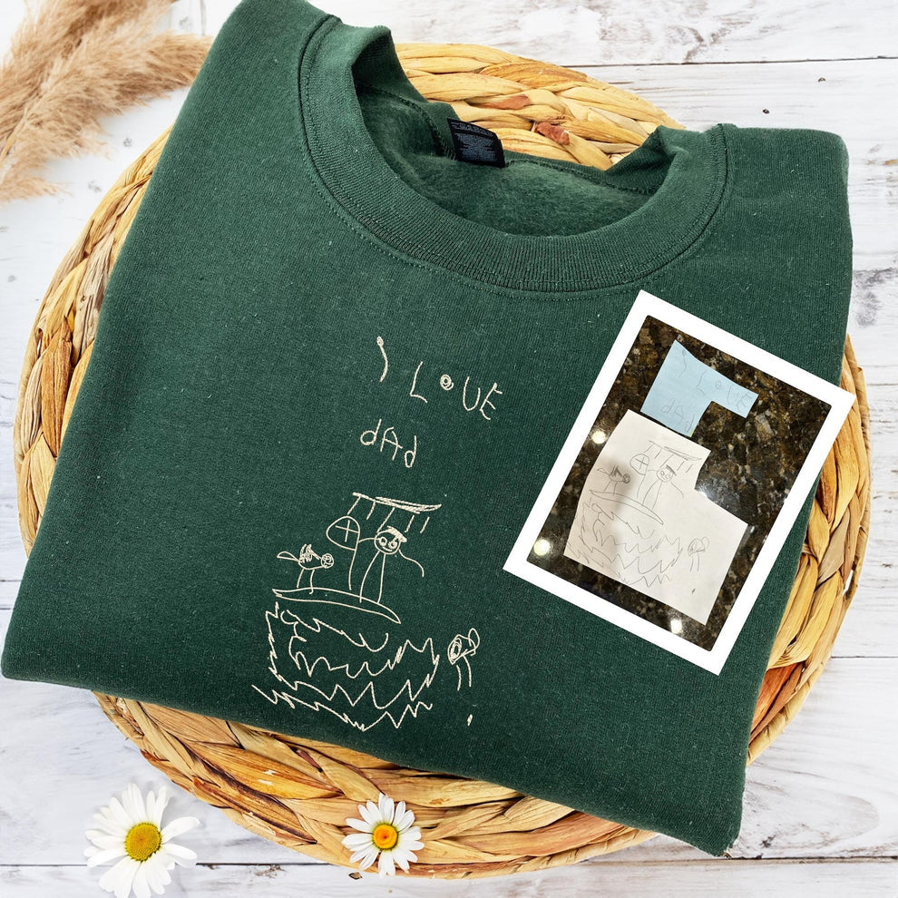 Besticktes Kinder-Sweatshirt mit Zeichnung - Personalisierte Geschenke für Mama und Papa, Umriss-Portrait-Shirt