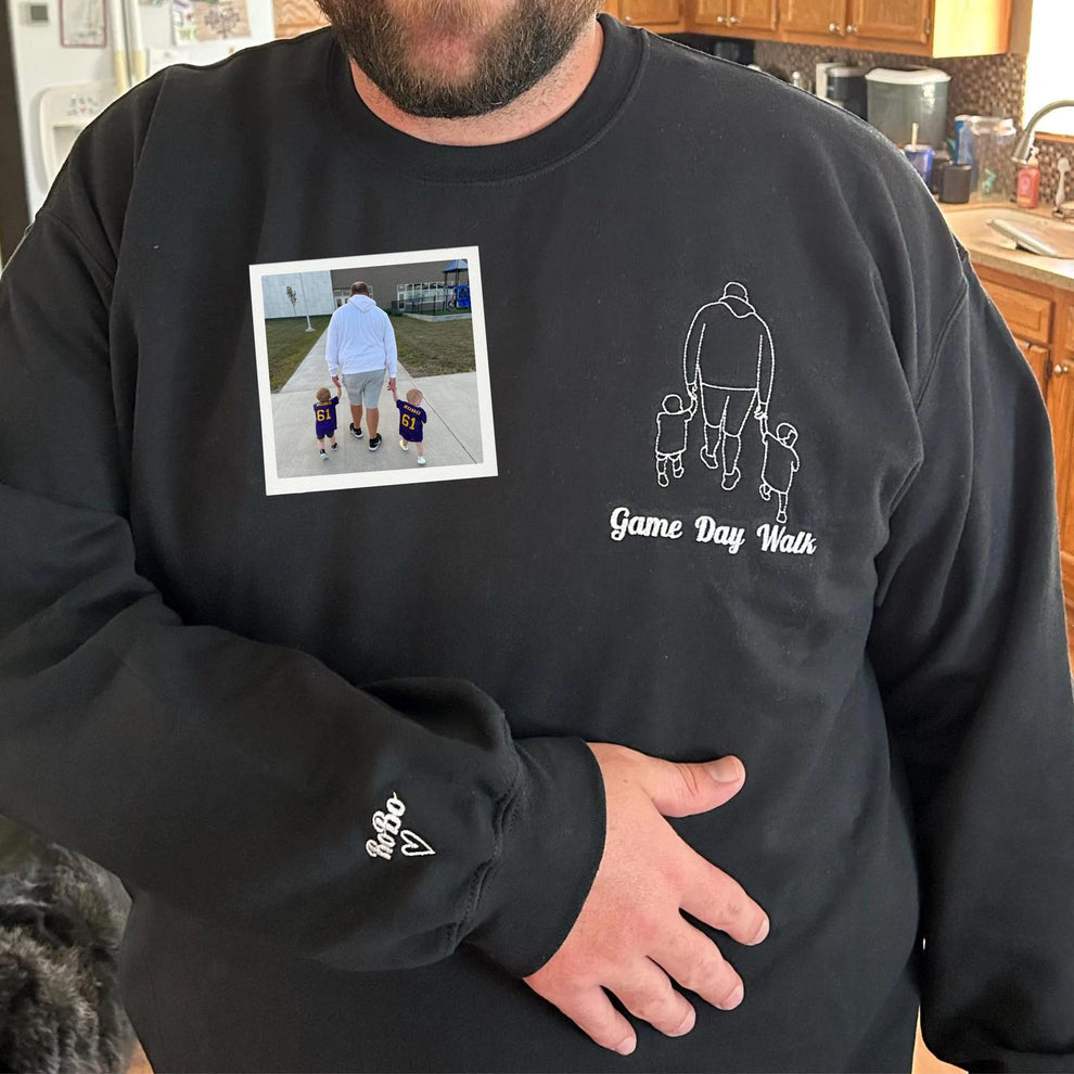 Bestickter Kapuzenpullover für Papa und Tochter | Personalisiertes Sweatshirt für Papa | Kapuzenpullover für Papa | Umrissfoto | Familienporträt | Weihnachtsgeschenk