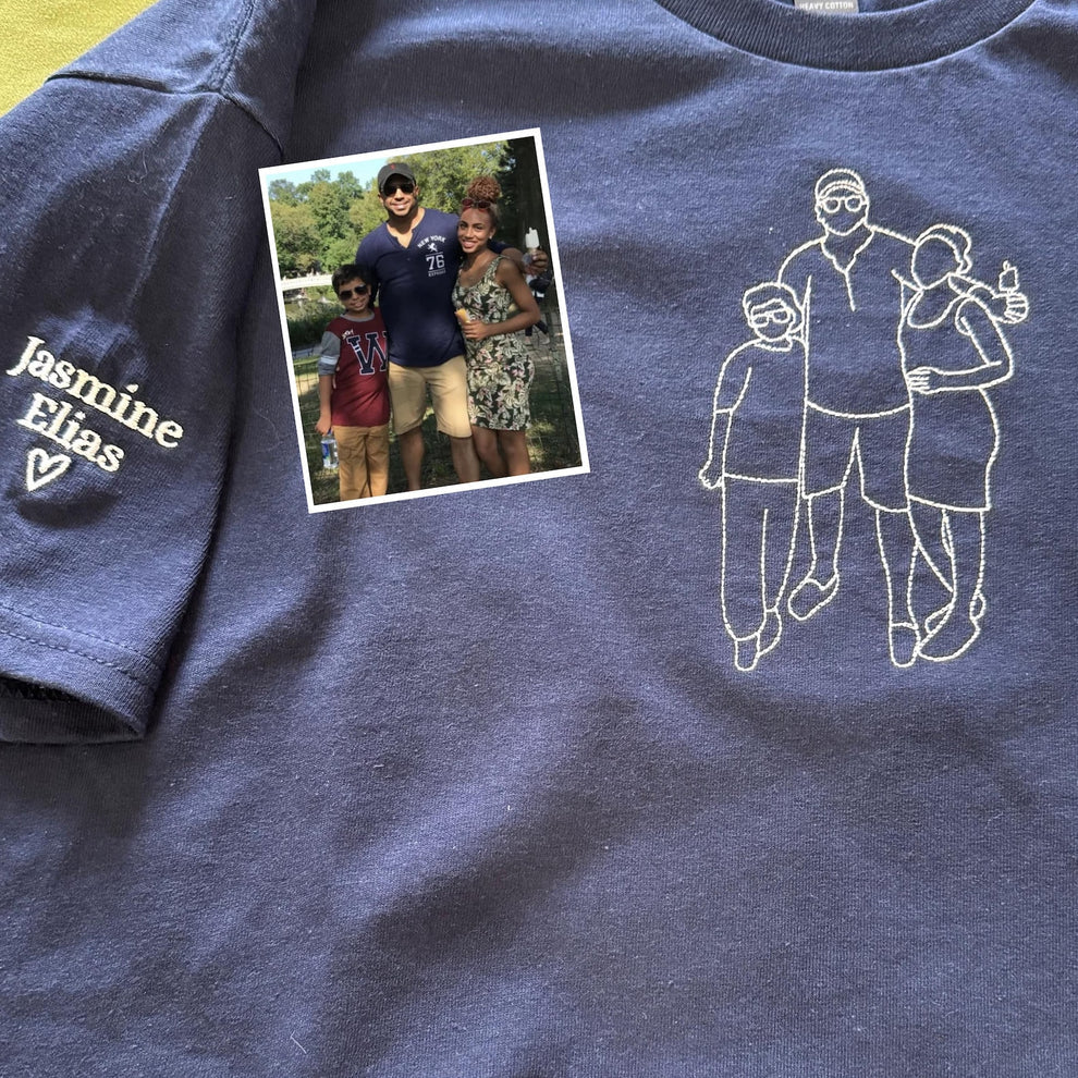 Bestickter Kapuzenpullover für Papa und Tochter | Personalisiertes Sweatshirt für Papa | Kapuzenpullover für Papa | Umrissfoto | Familienporträt | Weihnachtsgeschenk