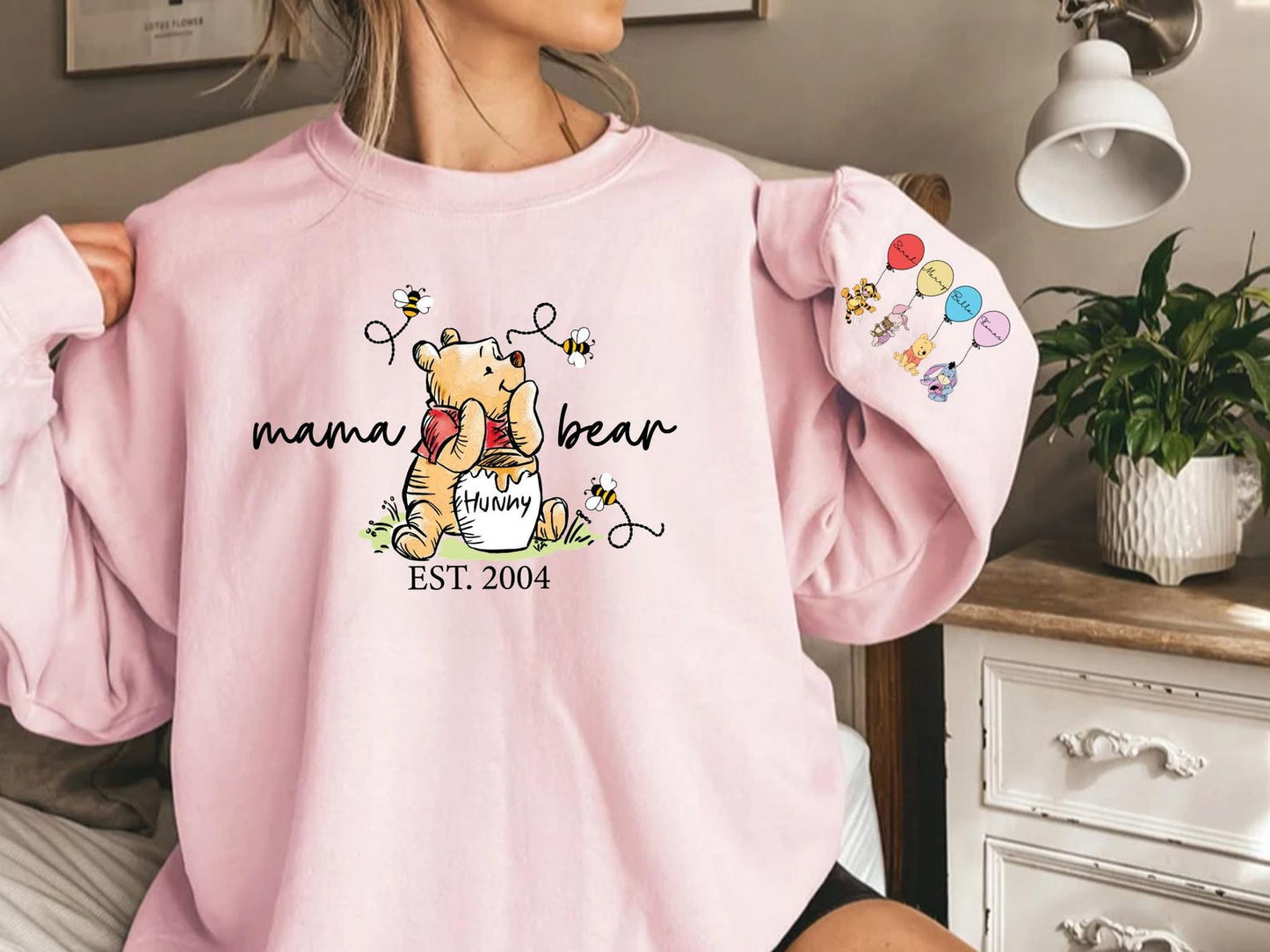 Personalisiertes Mama Bär Sweatshirt für Mama, Pullover zum Muttertag, personalisiertes Sweatshirt, Klassisches Bär T-Shirt Personalisierbares Shirt