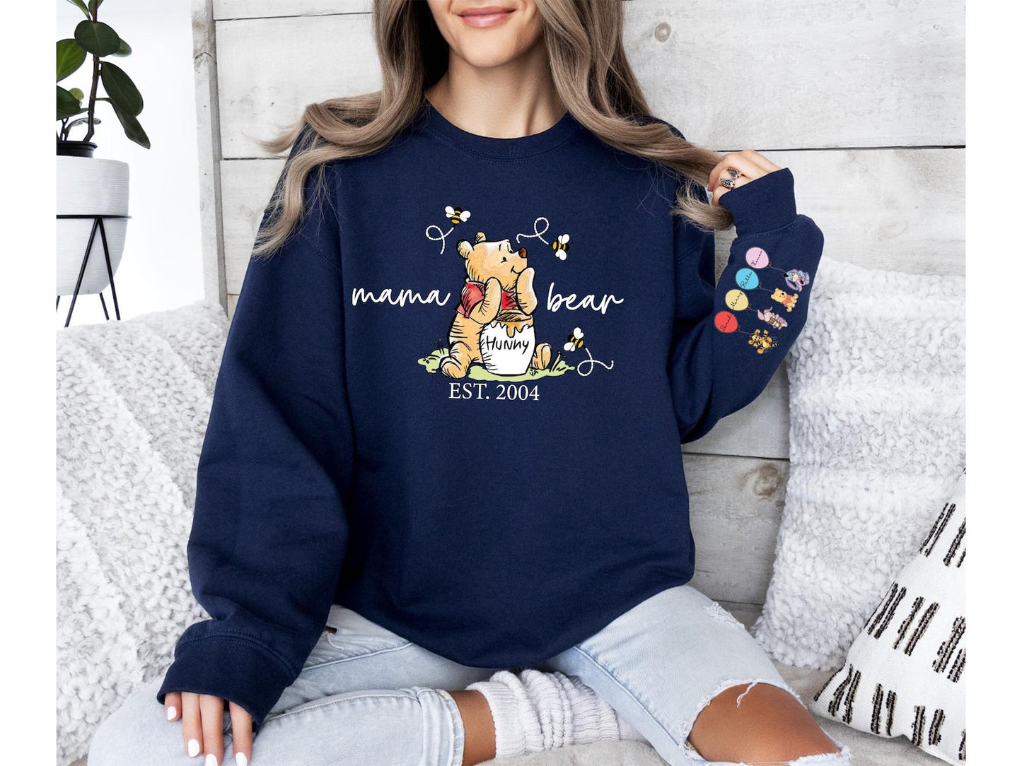 Personalisiertes Mama Bär Sweatshirt für Mama, Pullover zum Muttertag, personalisiertes Sweatshirt, Klassisches Bär T-Shirt Personalisierbares Shirt