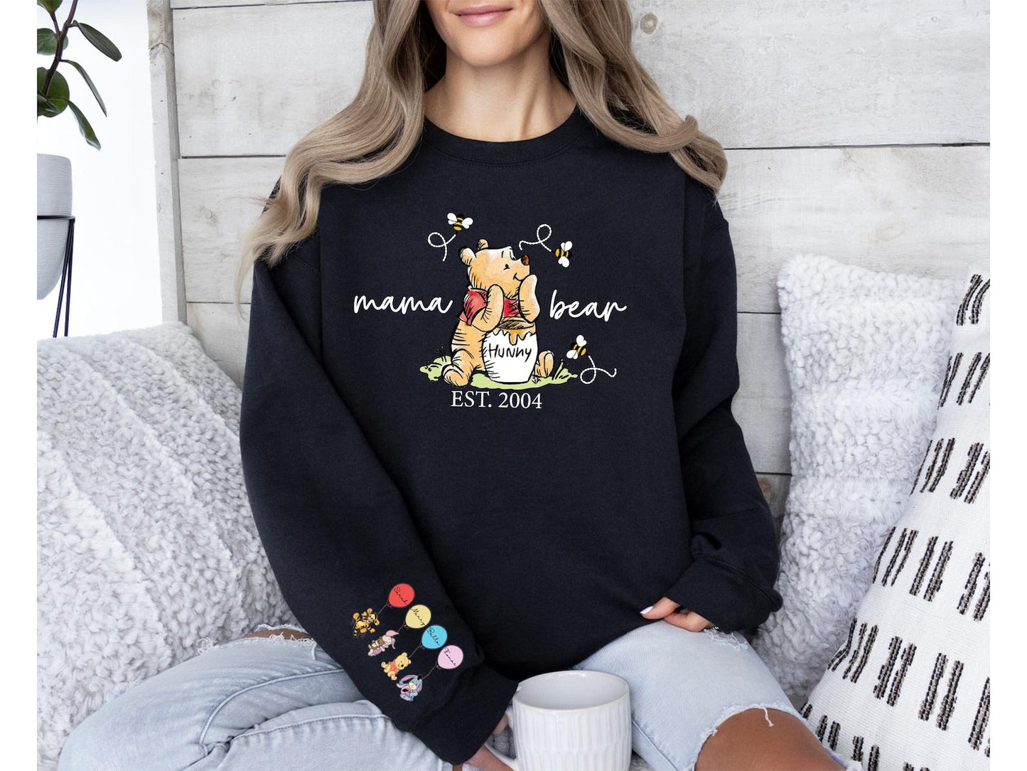 Personalisiertes Mama Bär Sweatshirt für Mama, Pullover zum Muttertag, personalisiertes Sweatshirt, Klassisches Bär T-Shirt Personalisierbares Shirt