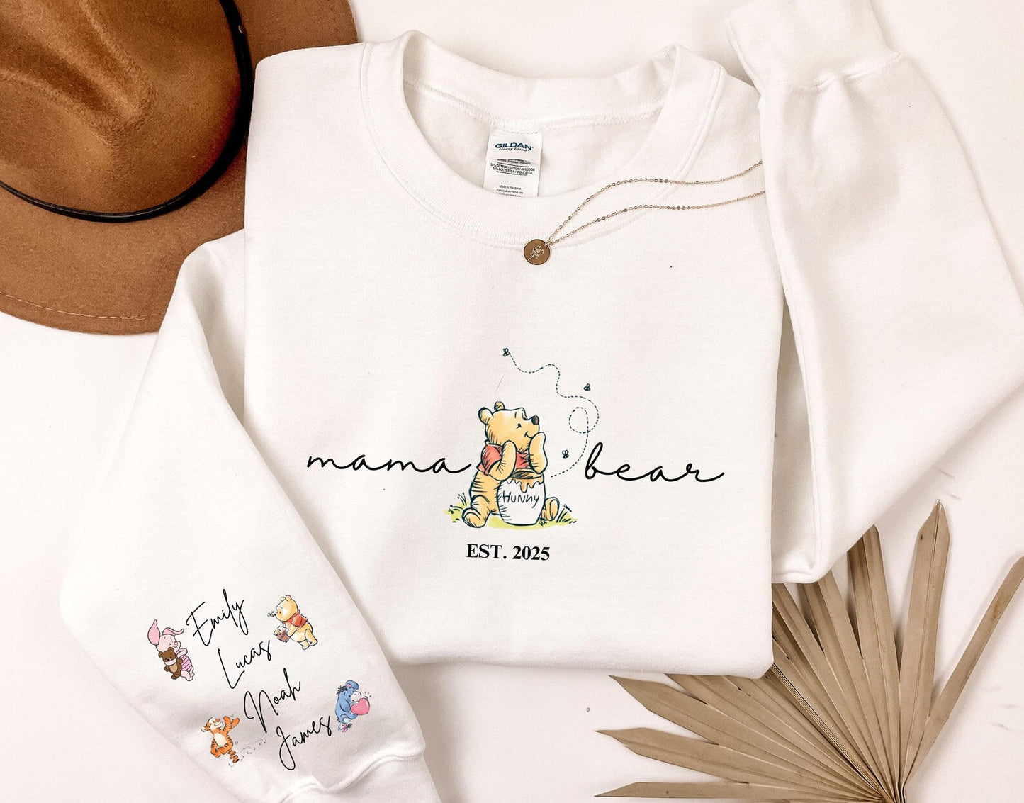 Personalisiertes Mama Bär Sweatshirt, Mama Est mit Kindernamen auf dem Ärmel Sweatshirt, personalisiertes Mama Sweatshirt, Personalisiertes Muttertagsgeschenk