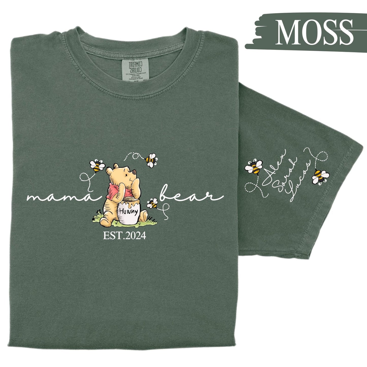 Custom Mama Bär Shirt, Mama mit Kindernamen auf dem Ärmelshirt, personalisiertes Muttertagsshirt, Personalisiertes Muttertagsshirt