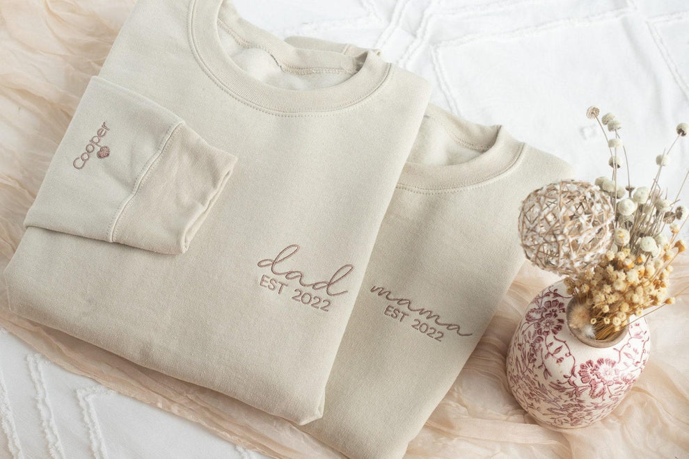 Besticktes Sweatshirt für Papa, Sweatshirt für Mama, Sweatshirt für Mama und Papa, passende Sweatshirts für Mama und Papa