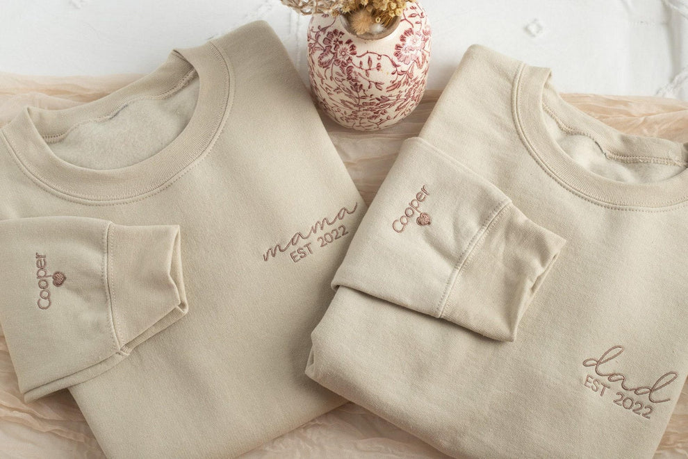 Besticktes Sweatshirt für Papa, Sweatshirt für Mama, Sweatshirt für Mama und Papa, passende Sweatshirts für Mama und Papa