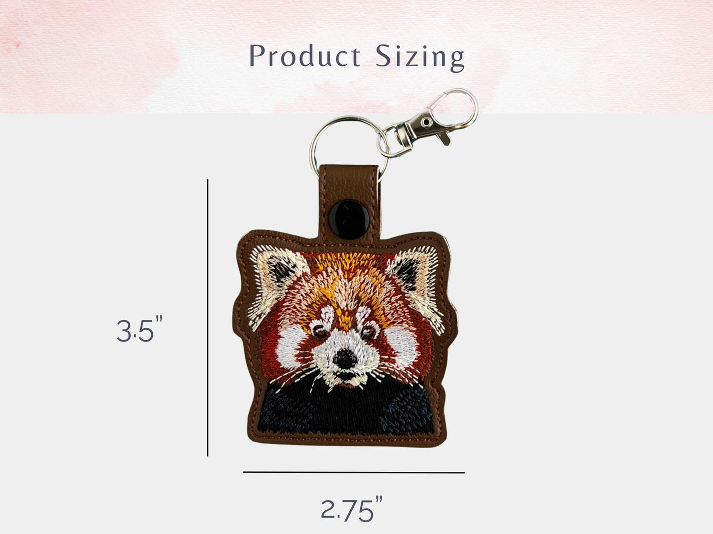 Entzückender Schlüsselanhänger mit roter Panda-Stickerei – süßer Schlüsselanhänger oder Taschenanhänger, perfektes Geschenk für Panda-Fans