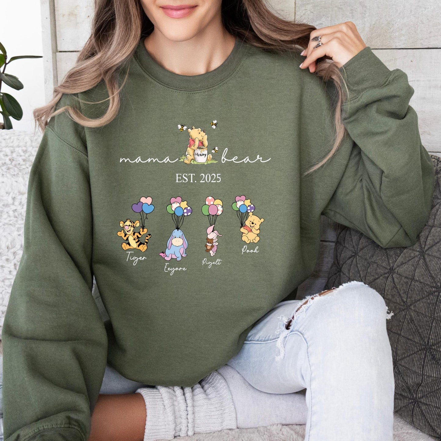 Personalisiertes Mama Bär und Kindernamen Sweatshirt, Personalisierter Kindername Mama Bär Hoodie, Muttertagspullover, Geschenk für Mama
