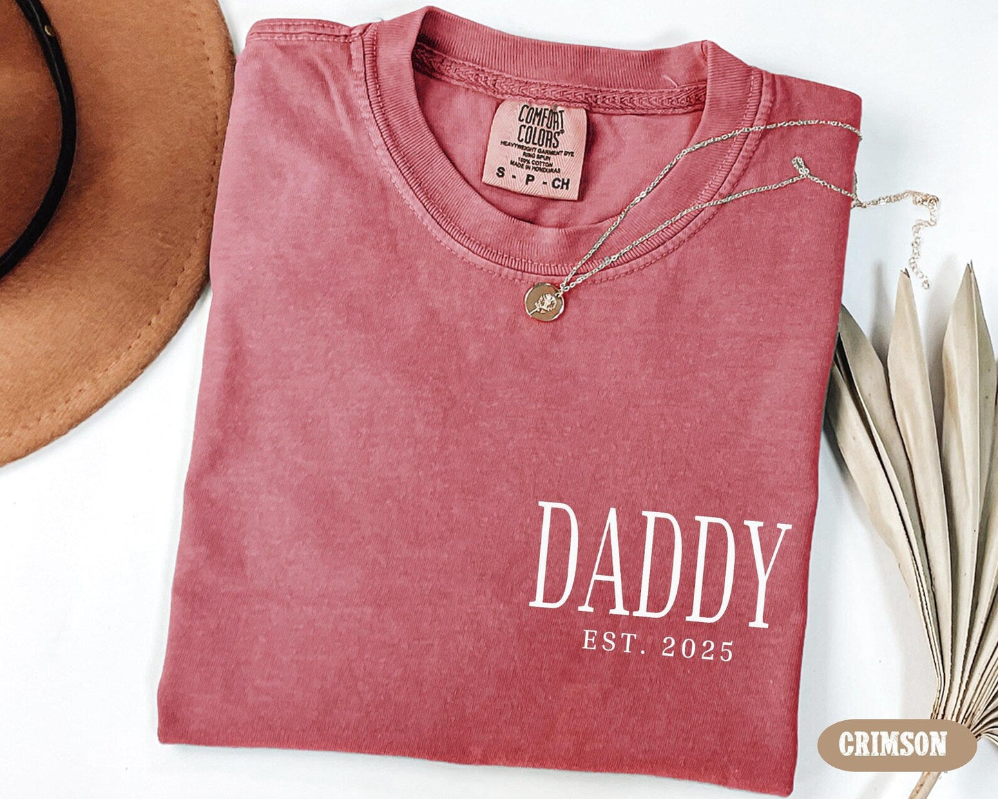 Daddy Est Shirt, Daddy Pocket Tee, Vatertagsgeschenke von Kindern, Geburtstagsgeschenk für Papa, Neuer Papa Geburtstags-T-Shirt, Vatertags-Shirt-Geschenk