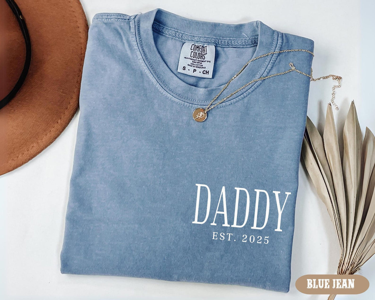 Daddy Est Shirt, Daddy Pocket Tee, Vatertagsgeschenke von Kindern, Geburtstagsgeschenk für Papa, Neuer Papa Geburtstags-T-Shirt, Vatertags-Shirt-Geschenk
