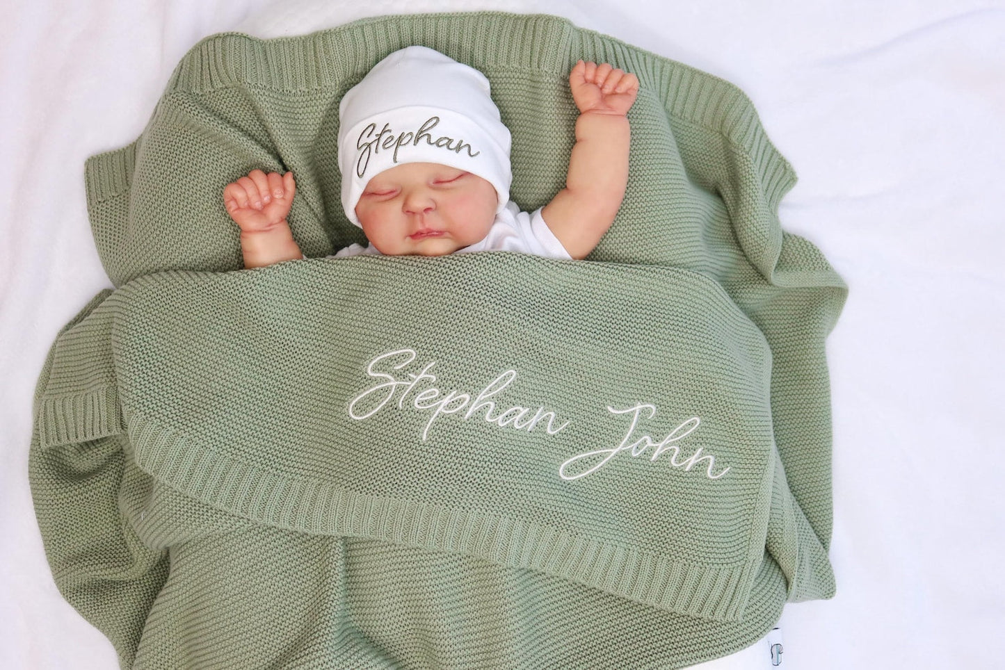 Personalisierte Babydecke - Mit Namen bestickt, aus weicher Baumwolle