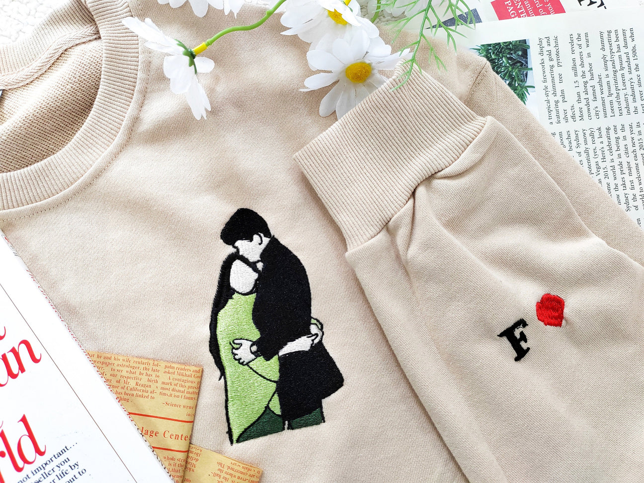 Personalisierter Hoodie mit Fotoportrait, besticktes Sweatshirt, Paar Hoodie, Line Art Foto Sweatshirt, Geschenk für Sie/Ihn