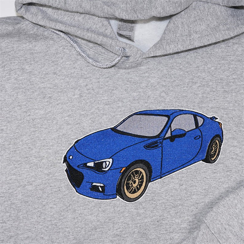 Motorrad, Freund, bestickte Auto-Kapuzenpullover, individuelles Liebesgeschenk für Freund, Auto-Enthusiasten, Geschenk