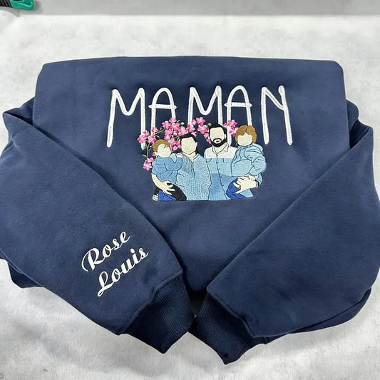 Familienporträt Zip Kapuzenpullover personalisierter Sweater mit Familienillustration passendes Set
