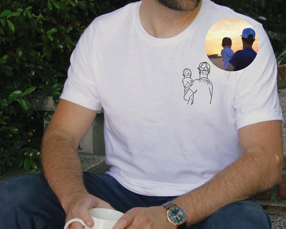 Personalisiertes Fotoshirt für Papa, Vatertags-T-Shirt, personalisiertes Papa-Stickshirt
