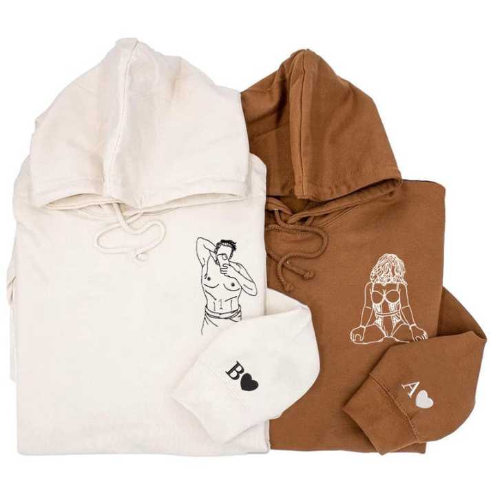 Personalisierter Partner-Hoodie mit Liebesstickerei – Einzigartiges Erinnerungsstück für besondere Tage