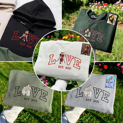 Mit Filzherz bestickte Partner-Hoodies – personalisierbar & perfekt für den Valentinstag