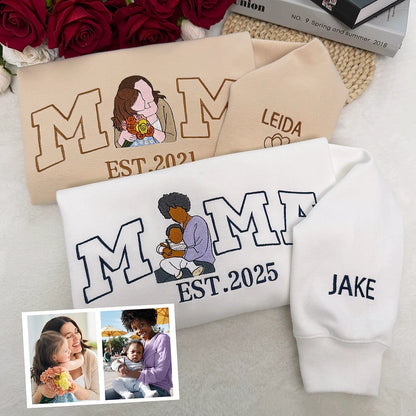 Personalisierter Mama Sweatshirt mit Stickerei personalisierter Name Muttertagsgeschenk für Damen