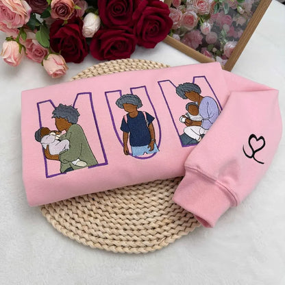 Familienporträt Sweatshirt personalisiert mit Haustier individuelle Familienillustration Kapuzenpullover