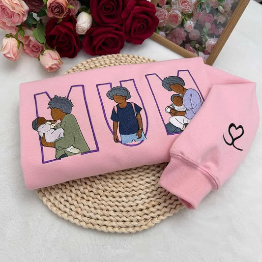 Familienporträt Sweatshirt personalisiert mit Haustier individuelle Familienillustration Kapuzenpullover
