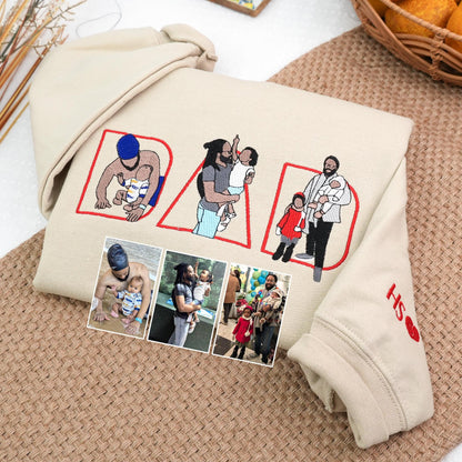 Personalisierter Vatertagspullover | Individuelle Gesichtsstickerei, einzigartiges Geschenk auch für Opa