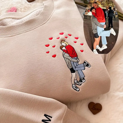 Individuell gestaltetes Sweatshirt mit Pärchen-/Familienporträt nach Foto – Personalisiertes Geschenk