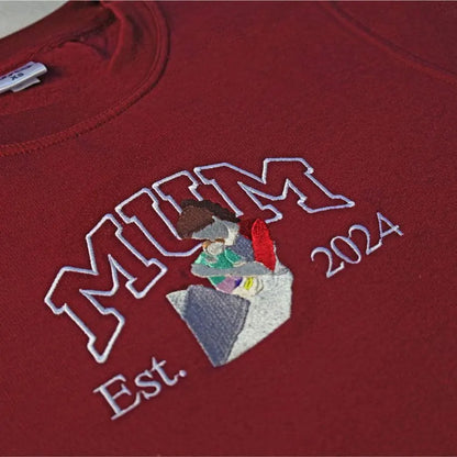 Personalisierter Mama Sweatshirt mit Stickerei Mamas Name Fleece Crewneck Weihnachtsgeschenk für sie