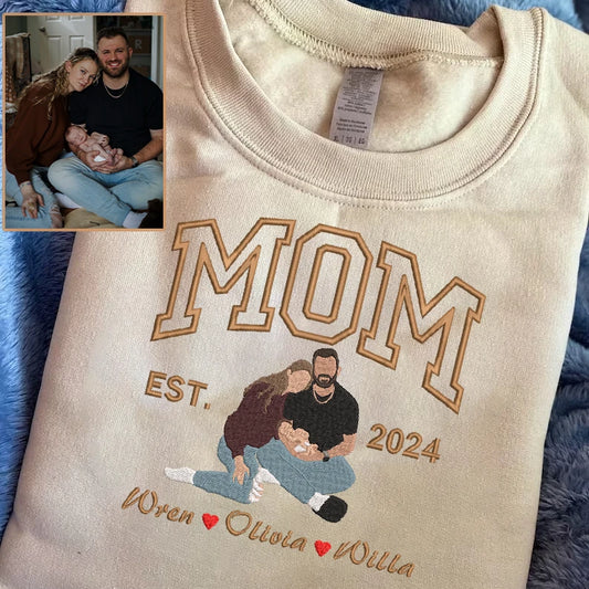 Familienporträt Kapuzenpullover personalisierter Sweater mit Illustration Muttertagsgeschenk