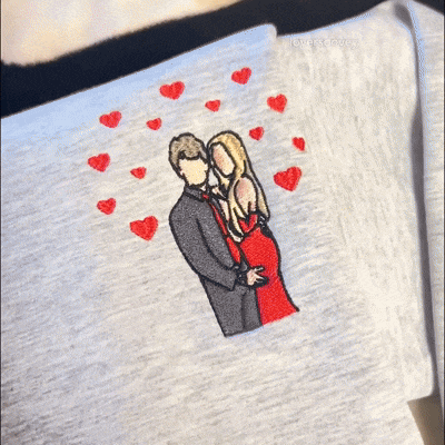 Individuell gestaltetes Sweatshirt mit Pärchen-/Familienporträt nach Foto – Personalisiertes Geschenk