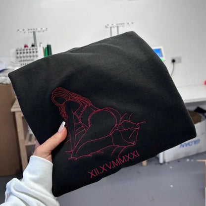 Bestickter Jubiläumshoodie – Personalisiertes romantisches Geschenk für Paare