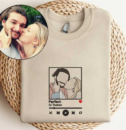 Individuell besticktes Sweatshirt Portrait Musikspieler Paar Familiengeschenk