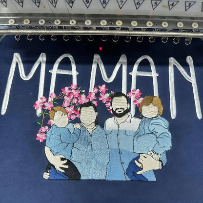 Familienporträt Zip Kapuzenpullover personalisierter Sweater mit Familienillustration passendes Set