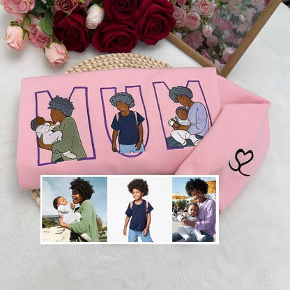 Familienporträt Sweatshirt personalisiert mit Haustier individuelle Familienillustration Kapuzenpullover