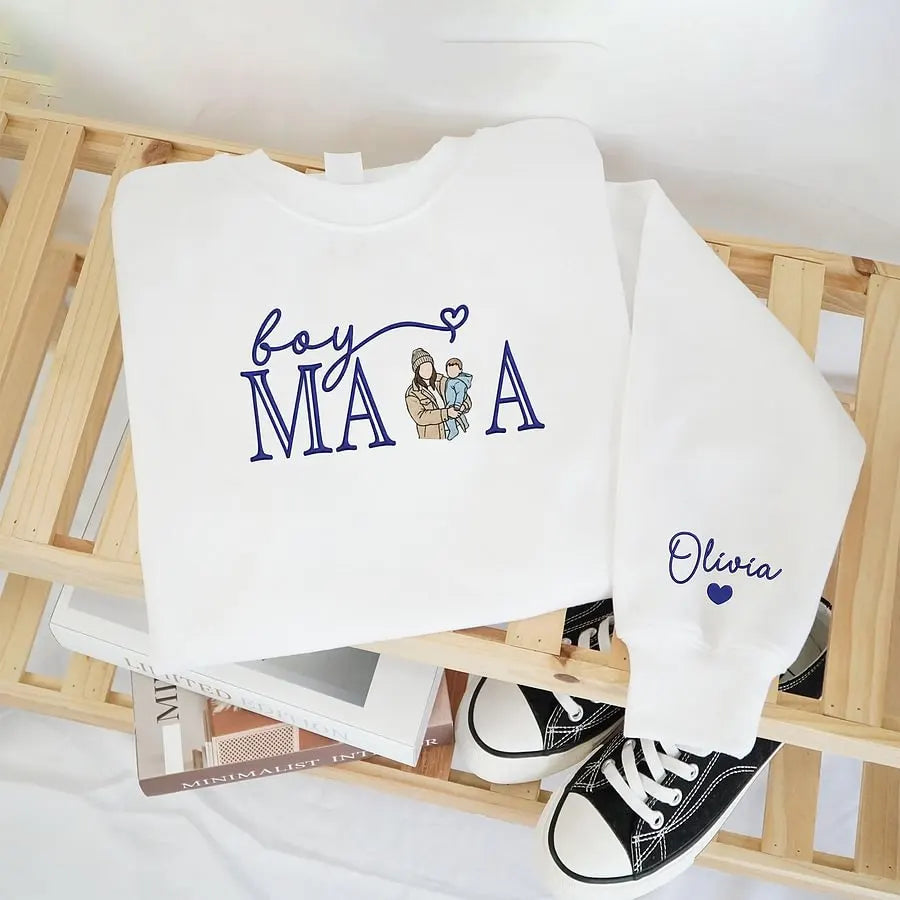 Familienporträt Zip Hoodie personalisierte Familienzeichnung passendes Paar- und Familienoutfit