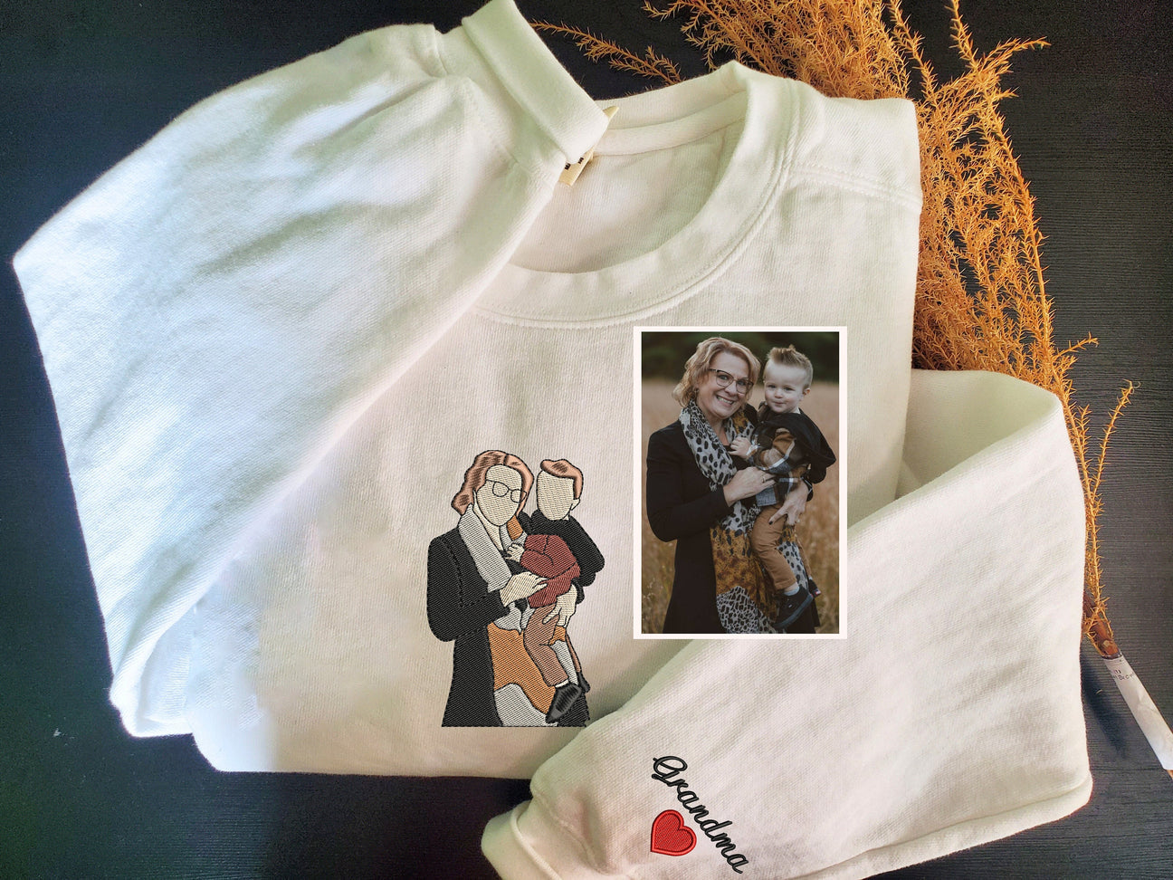 Benutzerdefiniertes besticktes Paar-Sweatshirt, personalisiertes Porträt mit Musik-Player-Design, perfektes Familiengeschenk