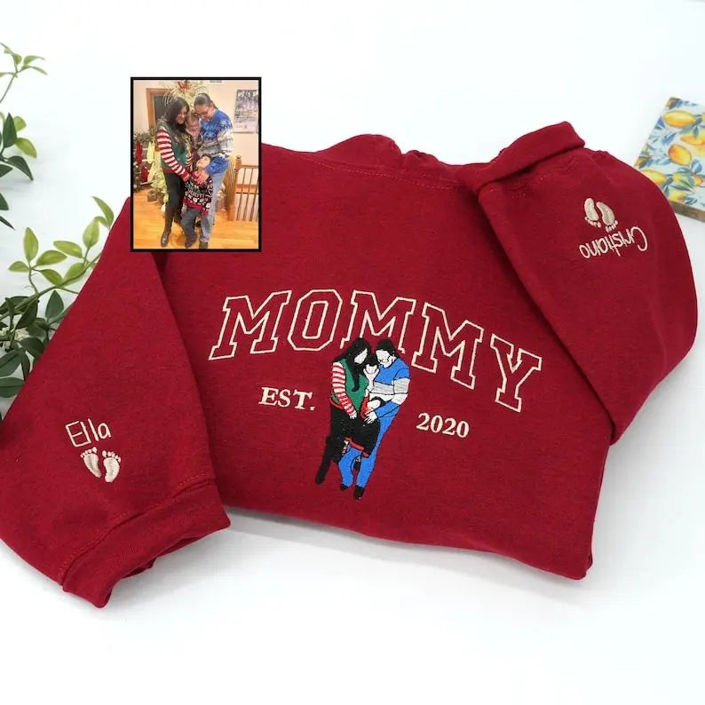 Personalisierter Mama Sweatshirt mit Stickerei Mamas Name Fleece Crewneck Weihnachtsgeschenk für sie