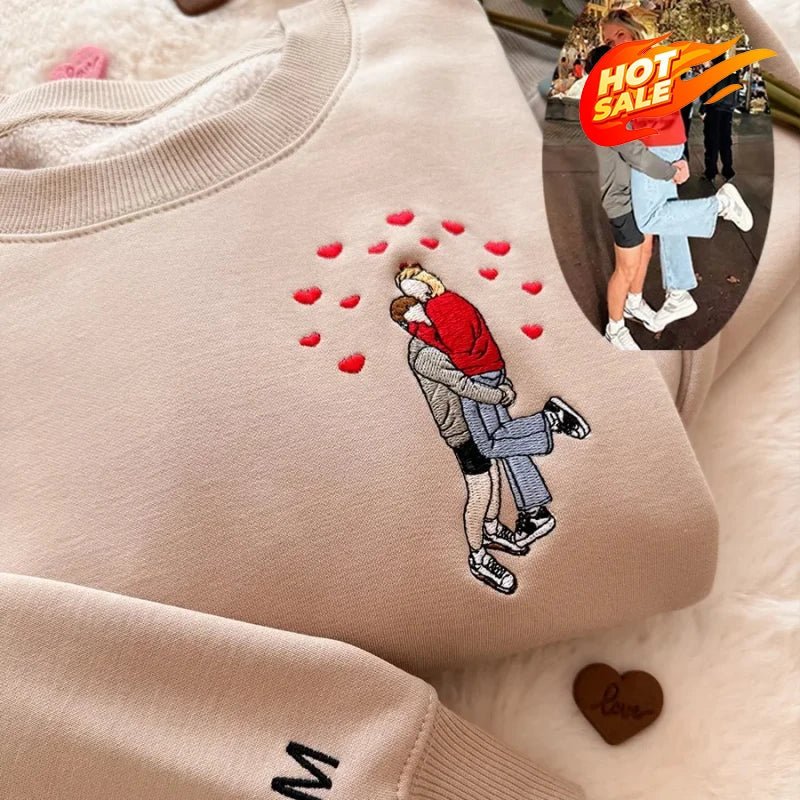 Individuell gestaltetes Sweatshirt mit Pärchen-/Familienporträt nach Foto – Personalisiertes Geschenk