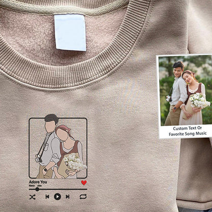 Individuell besticktes Sweatshirt Portrait Musikspieler Paar Familiengeschenk