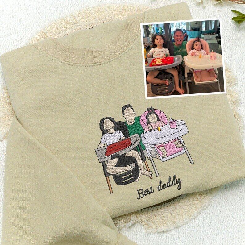 Besticktes Sweatshirt mit Gesichtsporträt – Personalisiertes Geschenk für Eltern