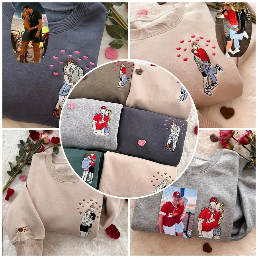 Individuell gestaltetes Sweatshirt mit Pärchen-/Familienporträt nach Foto – Personalisiertes Geschenk