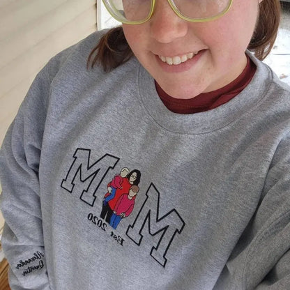 Familienporträt Kapuzenpullover personalisierter Sweater mit Kindernamen passendes Familienoutfit