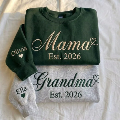 Personalisierter Mama Crewneck Sweatshirt mit Namen bestickt nachhaltige Baumwolle