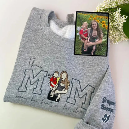 Familienporträt Kapuzenpullover personalisierter Sweater mit Kinderporträt personalisierter Familien Crewneck