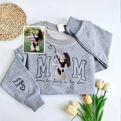 Familienporträt Kapuzenpullover personalisierter Sweater mit Kinderporträt personalisierter Familien Crewneck