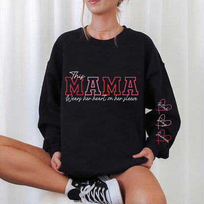 Tragen Sie Ihr Herz auf der Zunge – Personalisiertes Mama-Sweatshirt mit den Namen der Kinder | als Geschenk für Mama und Oma
