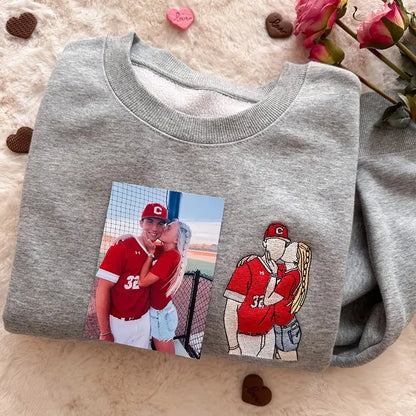 Individuell gestaltetes Sweatshirt mit Pärchen-/Familienporträt nach Foto – Personalisiertes Geschenk